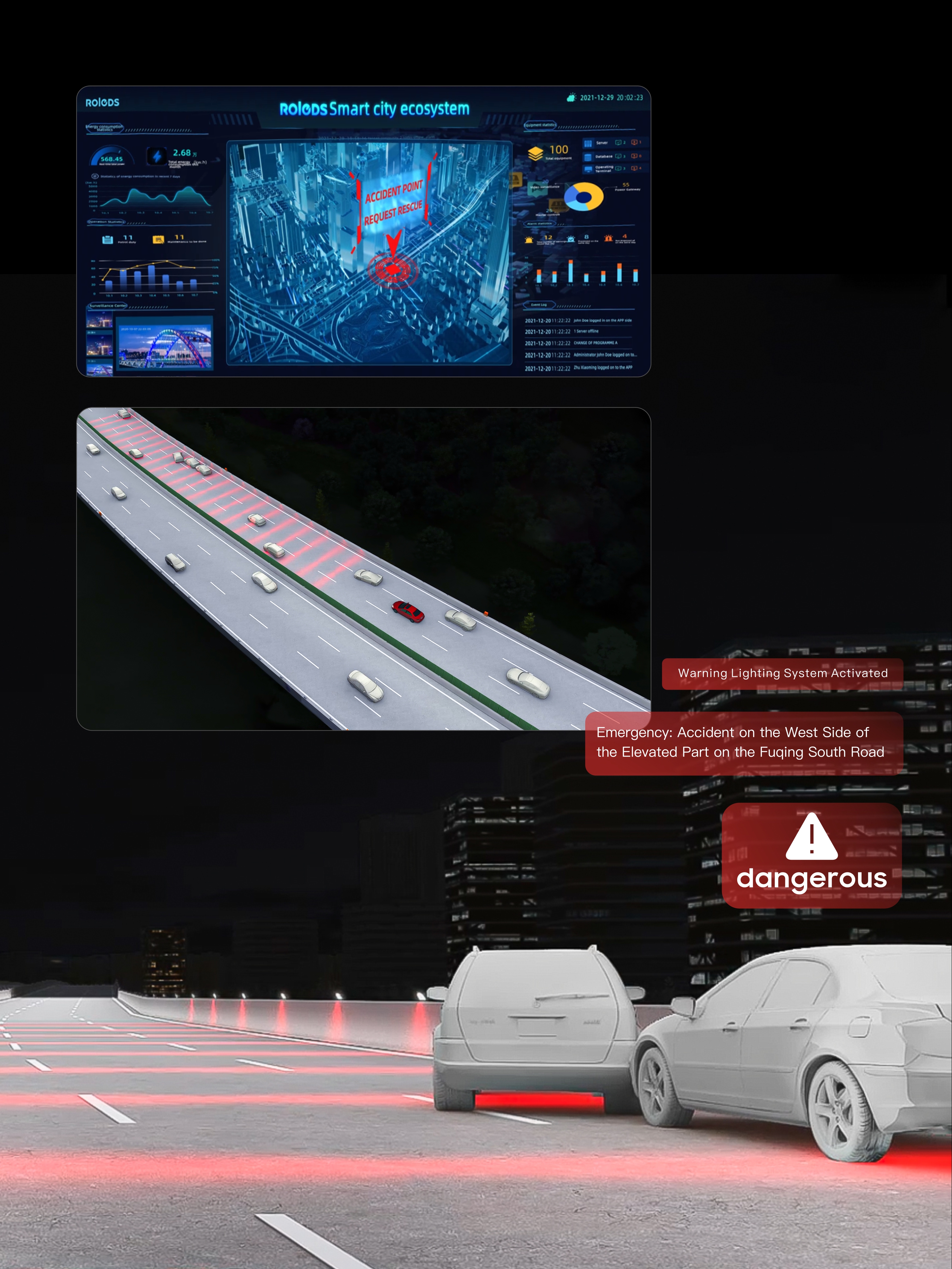 Low altitude street light road safety system