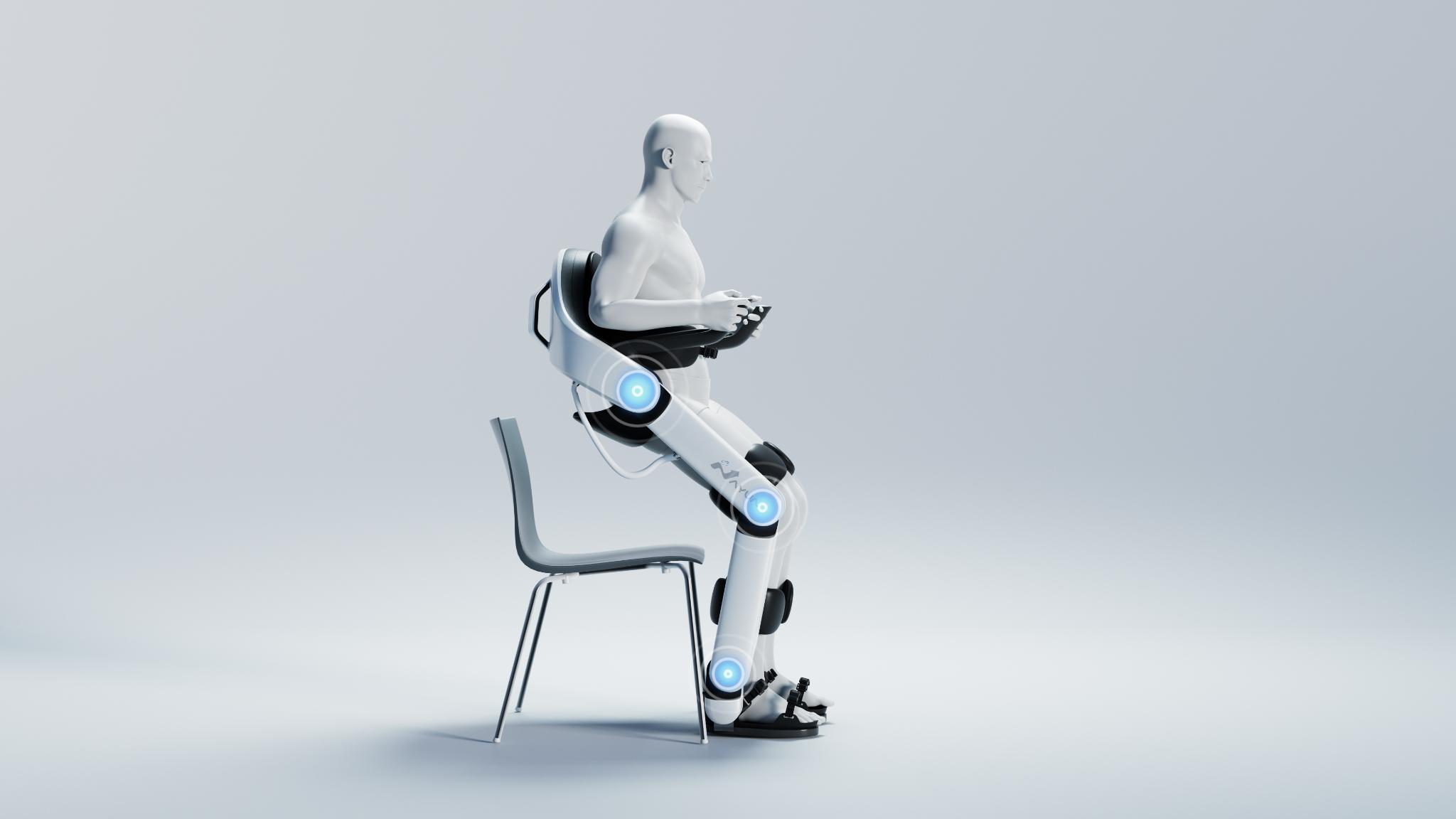 Exoskeleton assisted walking robot