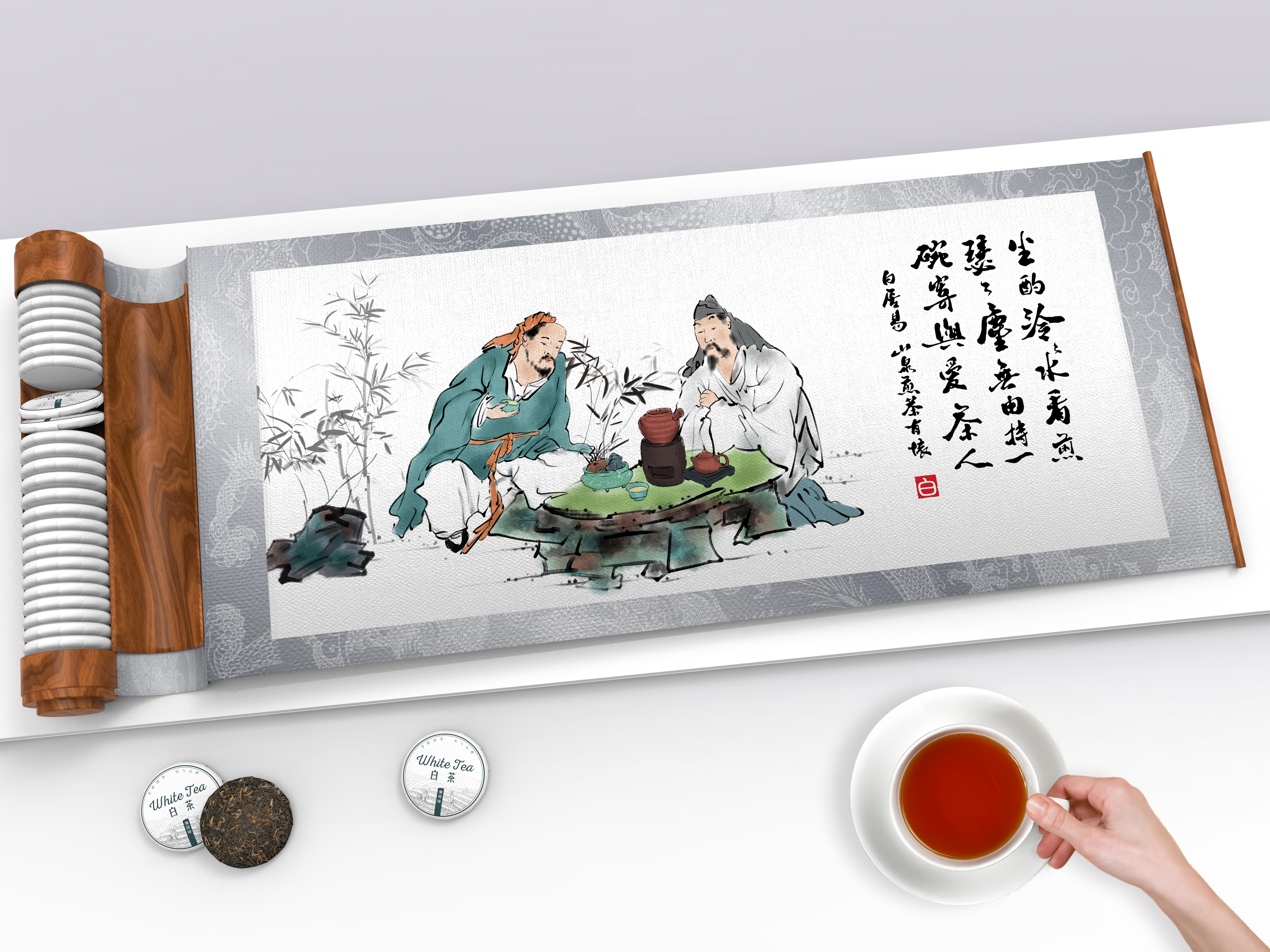 Scroll painting tea package