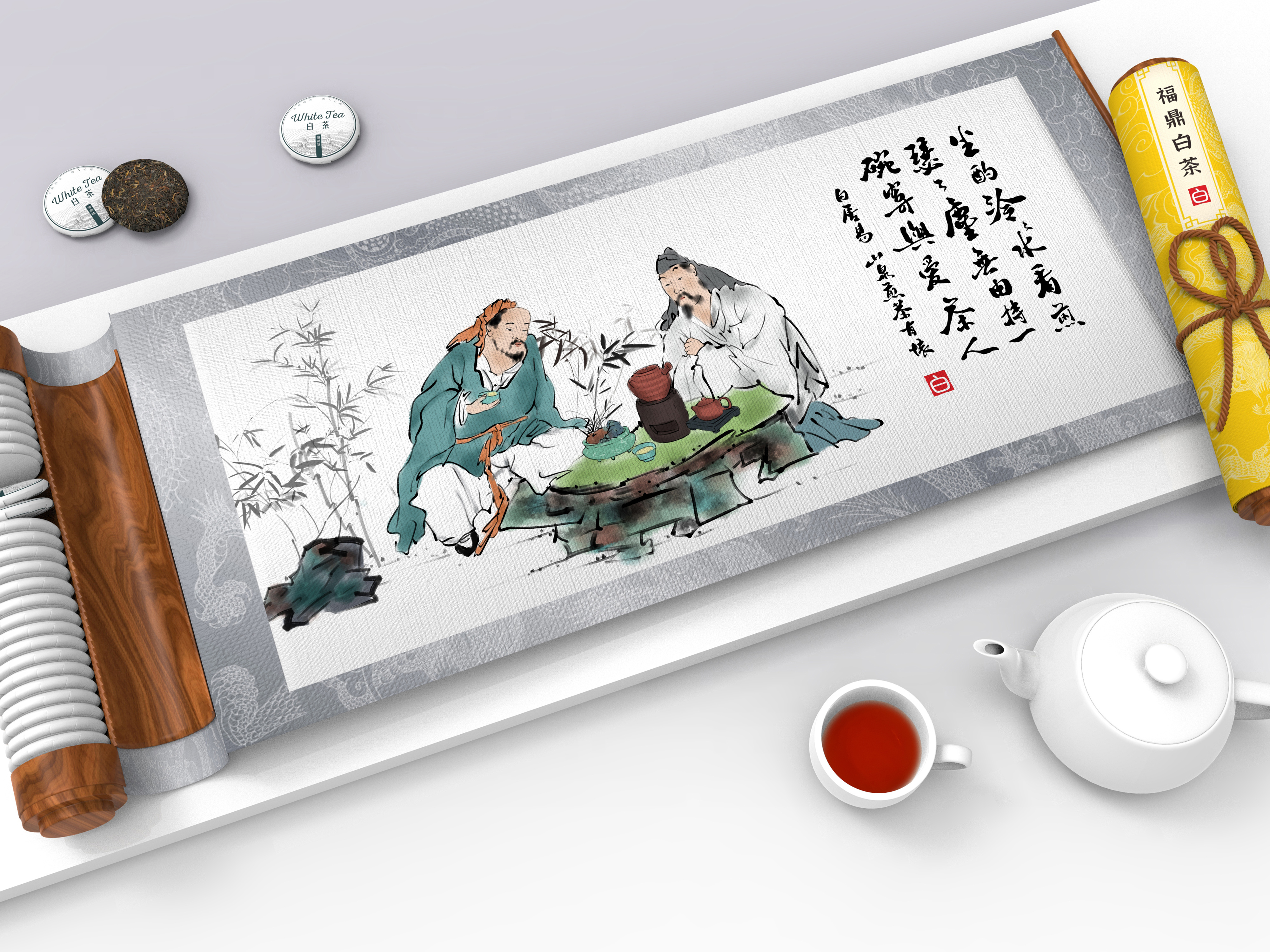 Scroll painting tea package