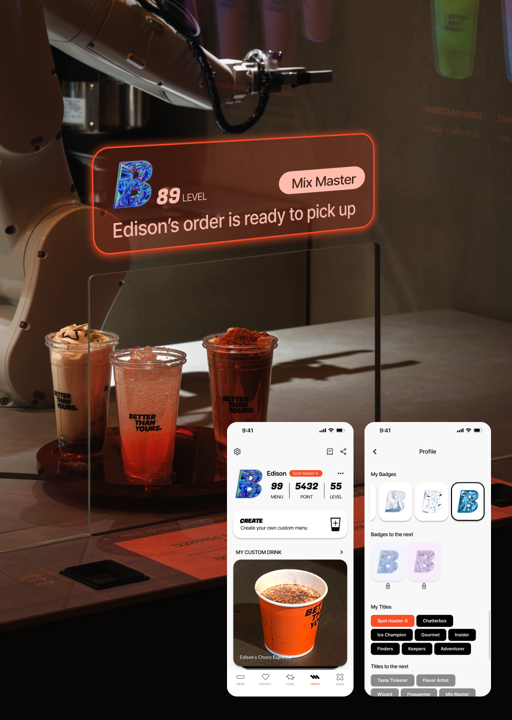 Interactive T-OLED for Robot cafe