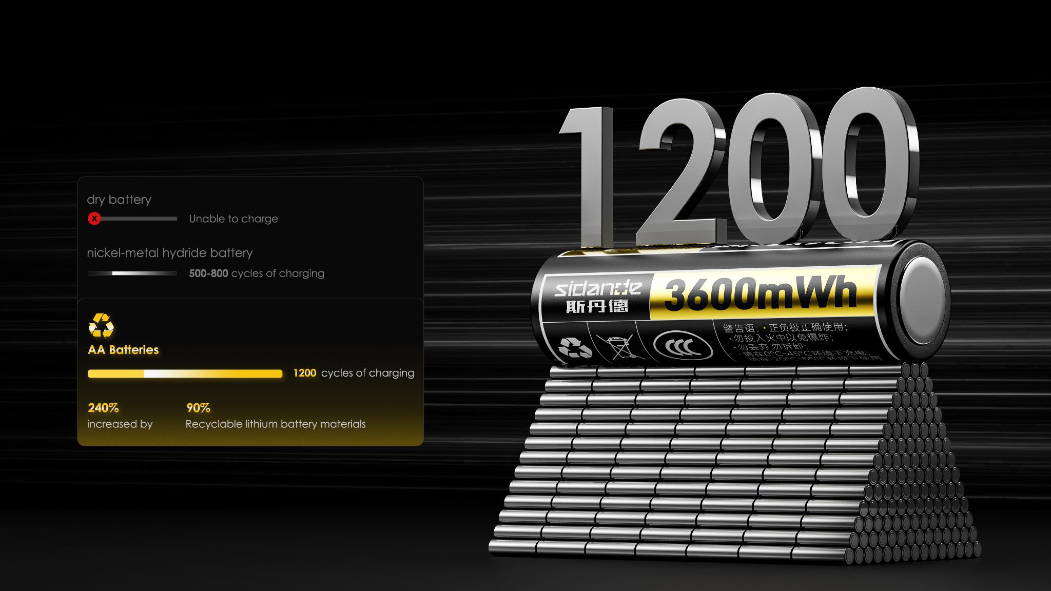 Sidande Rechargeable AA Batteries& Storage Charger