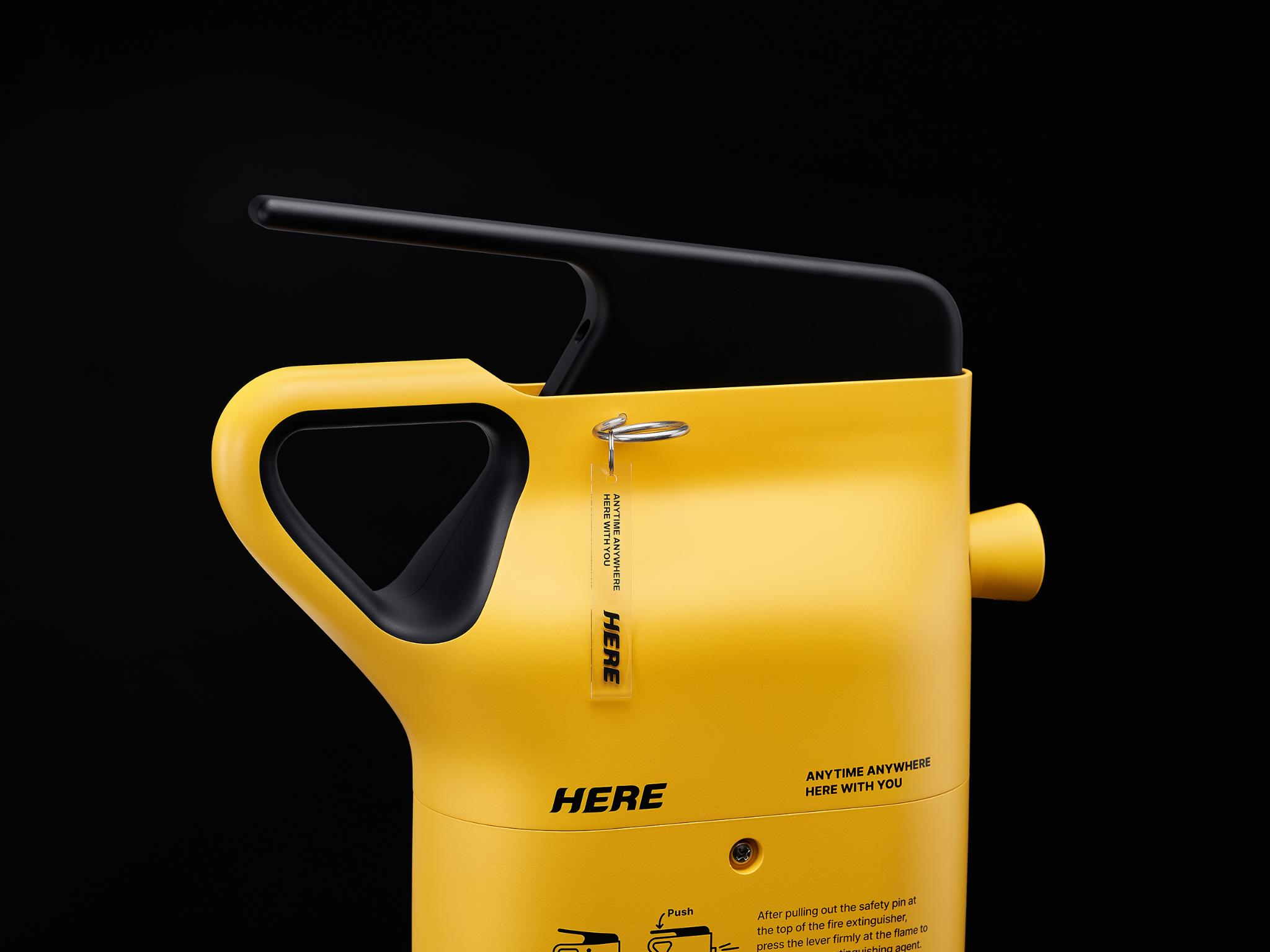 Fire extinguisher "HERE"