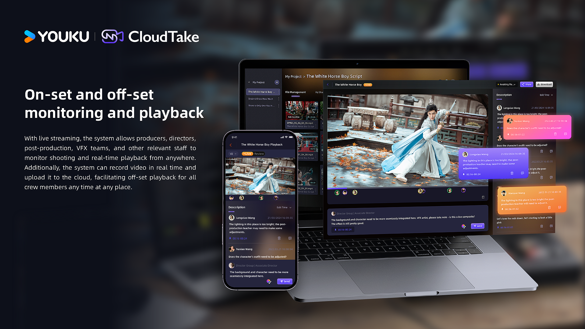 Cloudtake:on set video and data management system