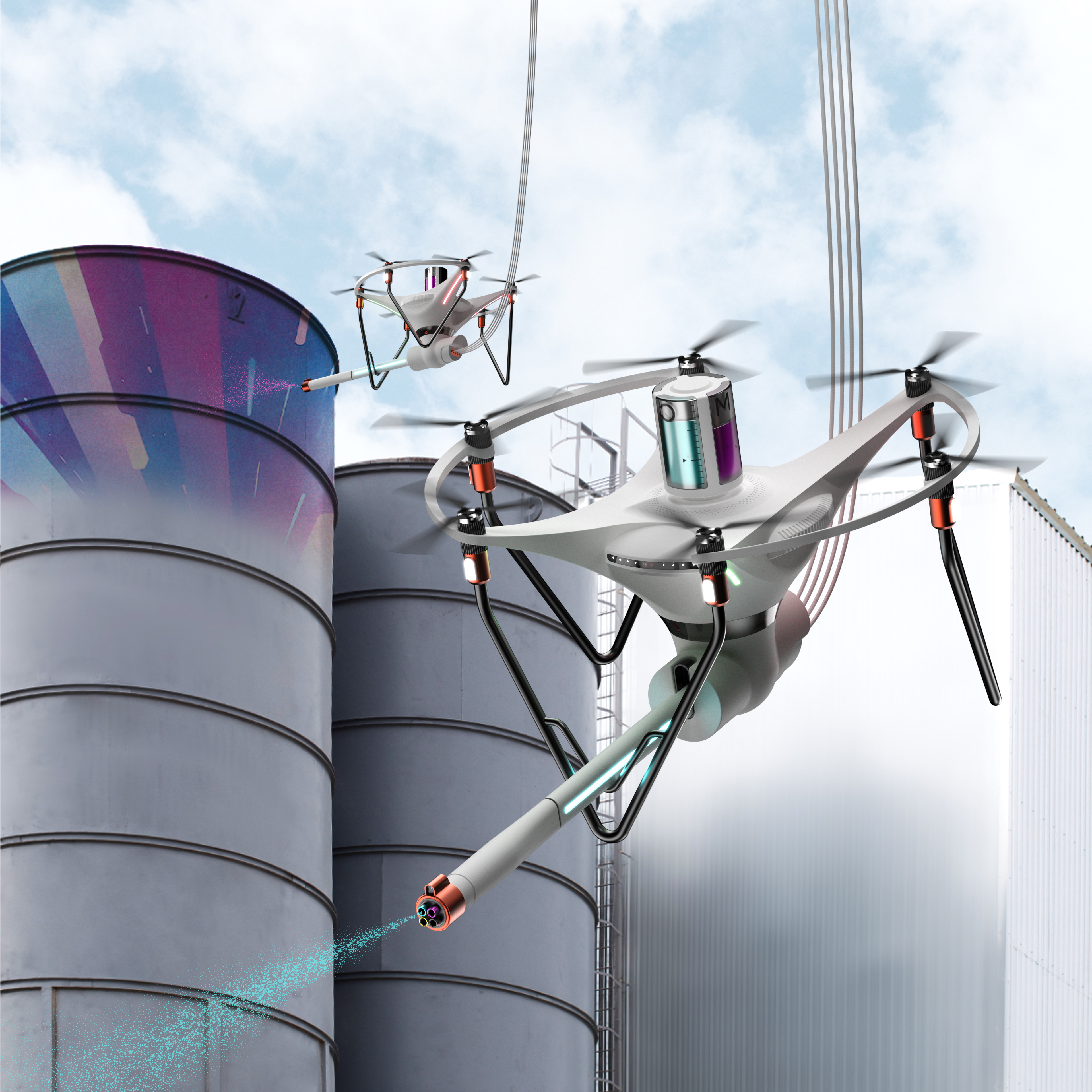 Artificial Structure Graphics Painting Drone