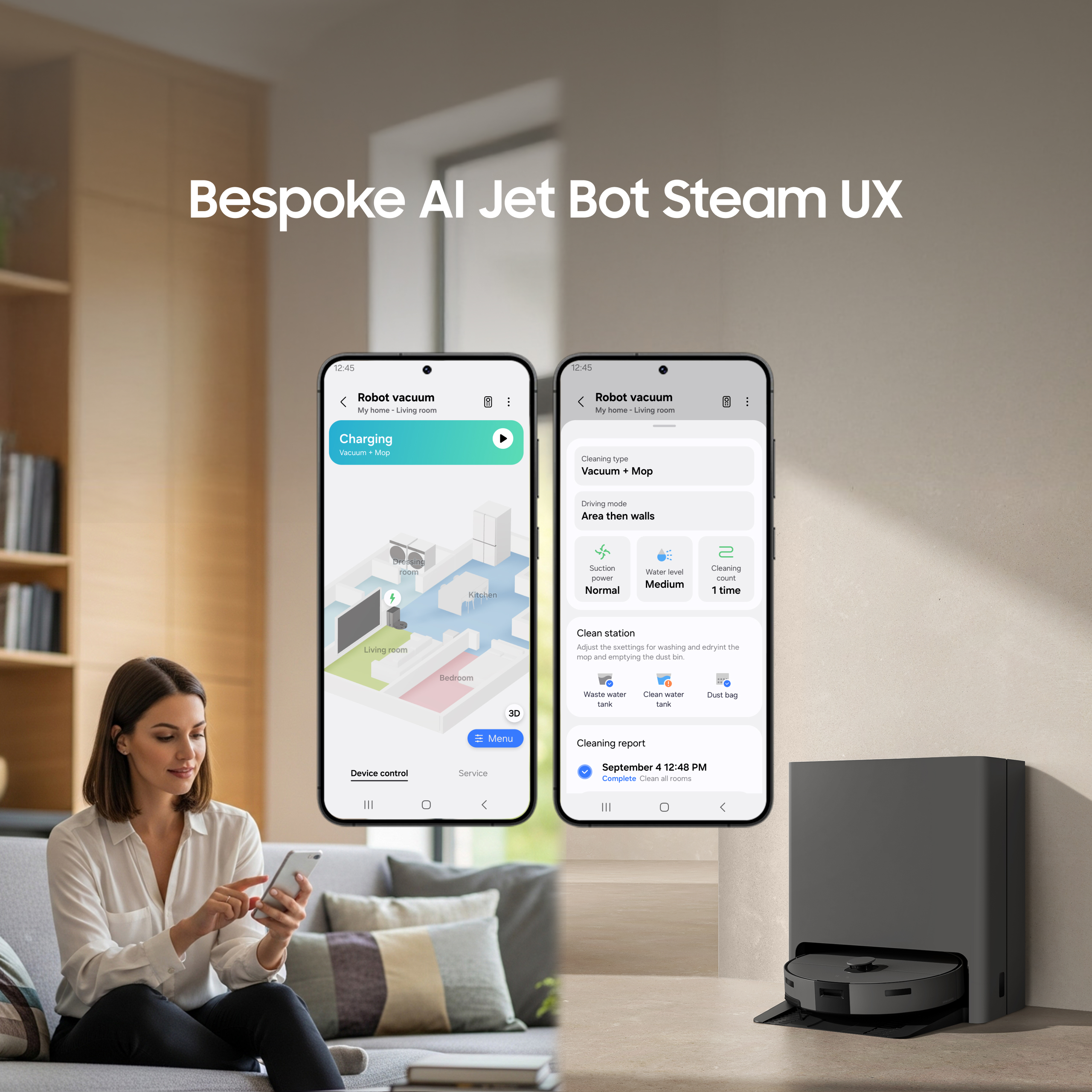 Bespoke AI Jet Bot Steam UX