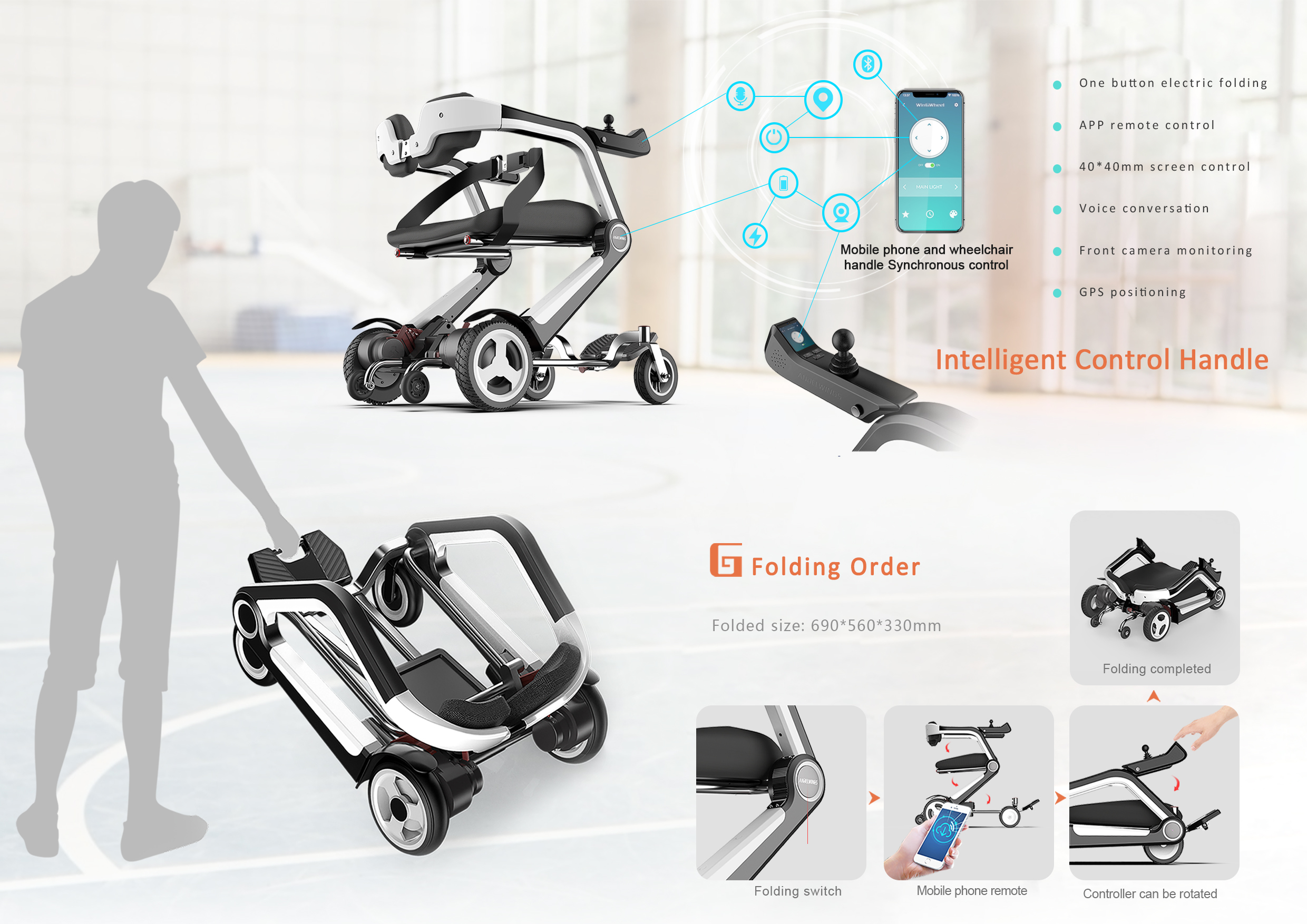 Portable Electric Folding Wheelchair