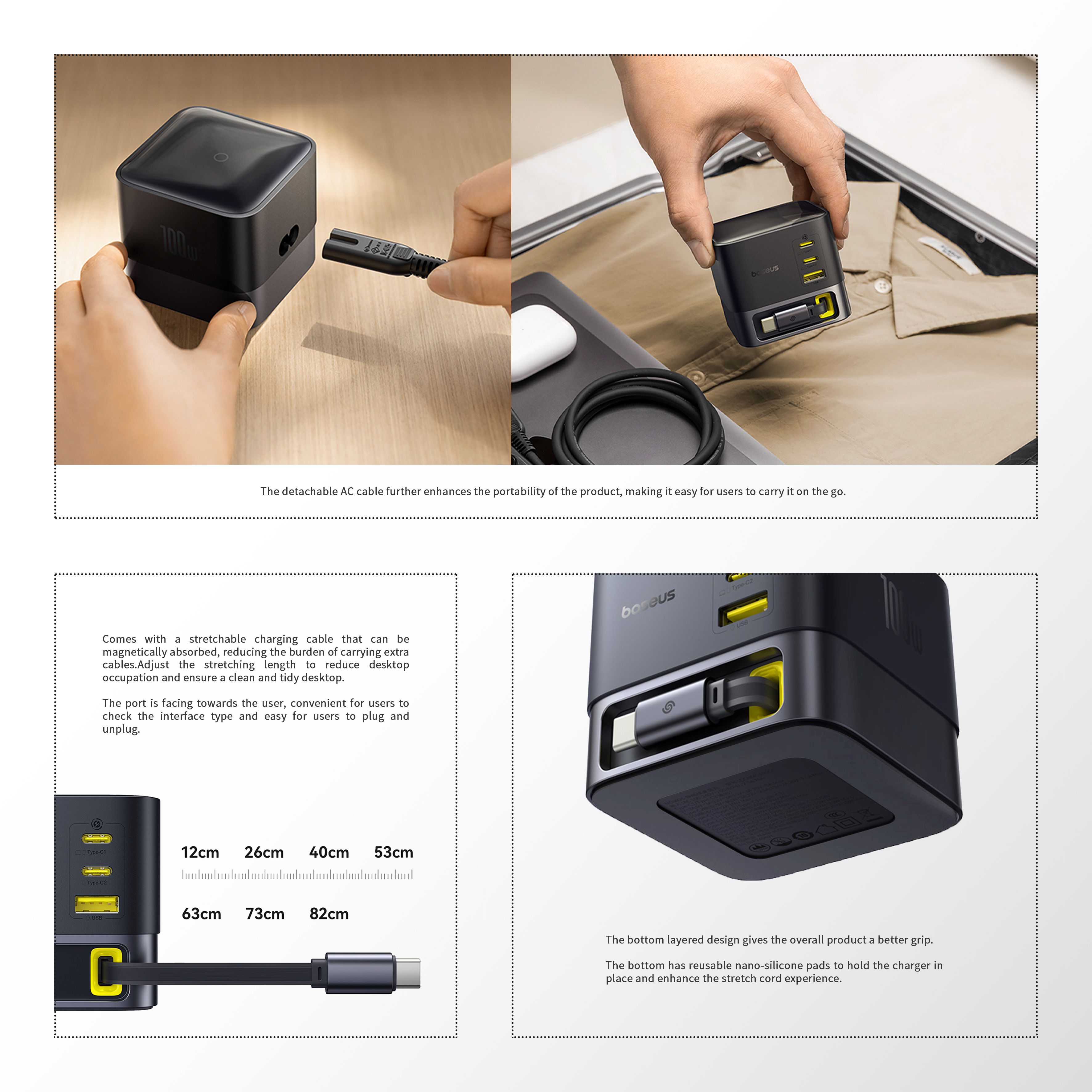 NOMOS Desktop Charger with Retractable Cable 100W