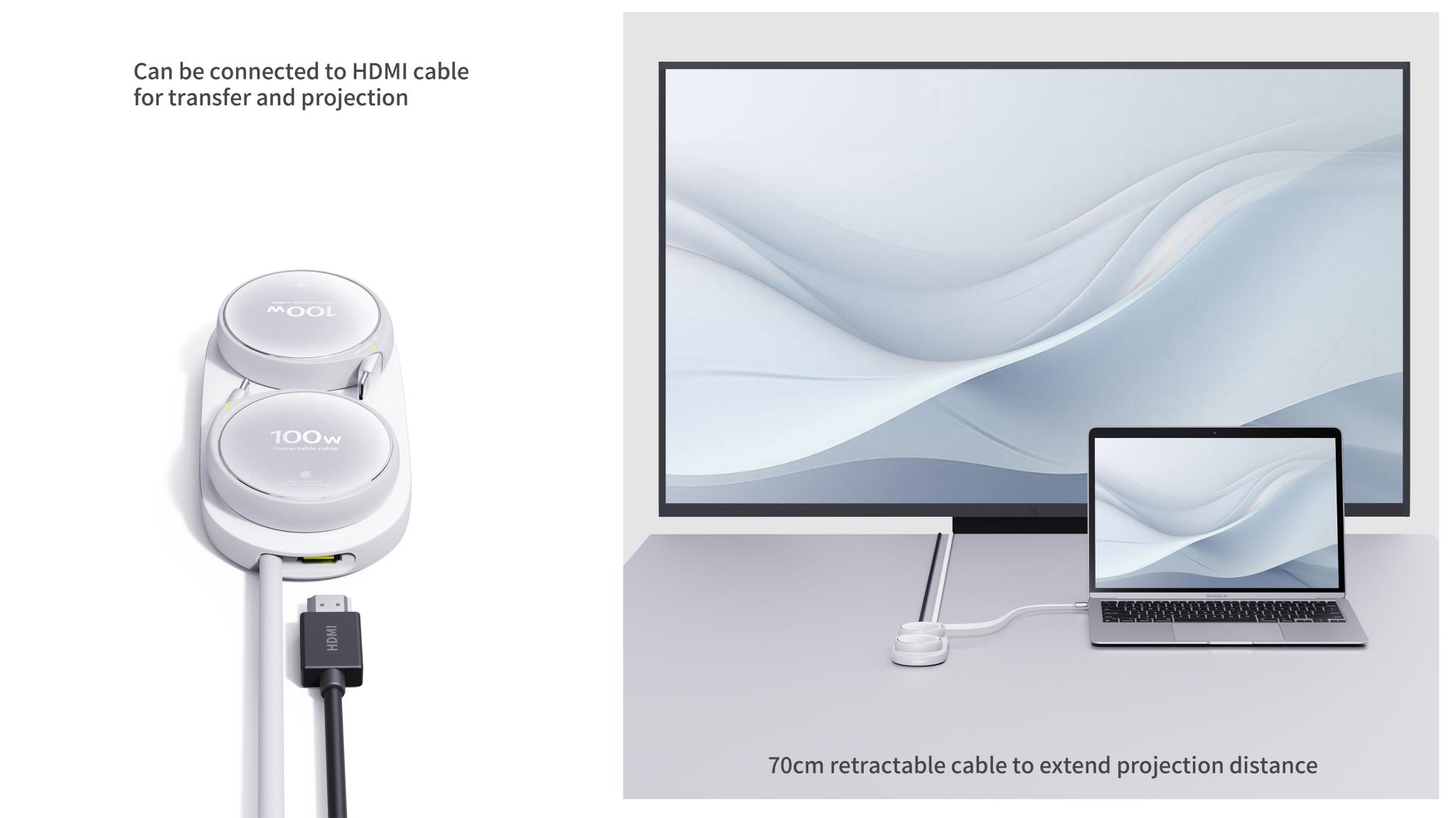 Office Desktop Power Strip with Retractable Cord