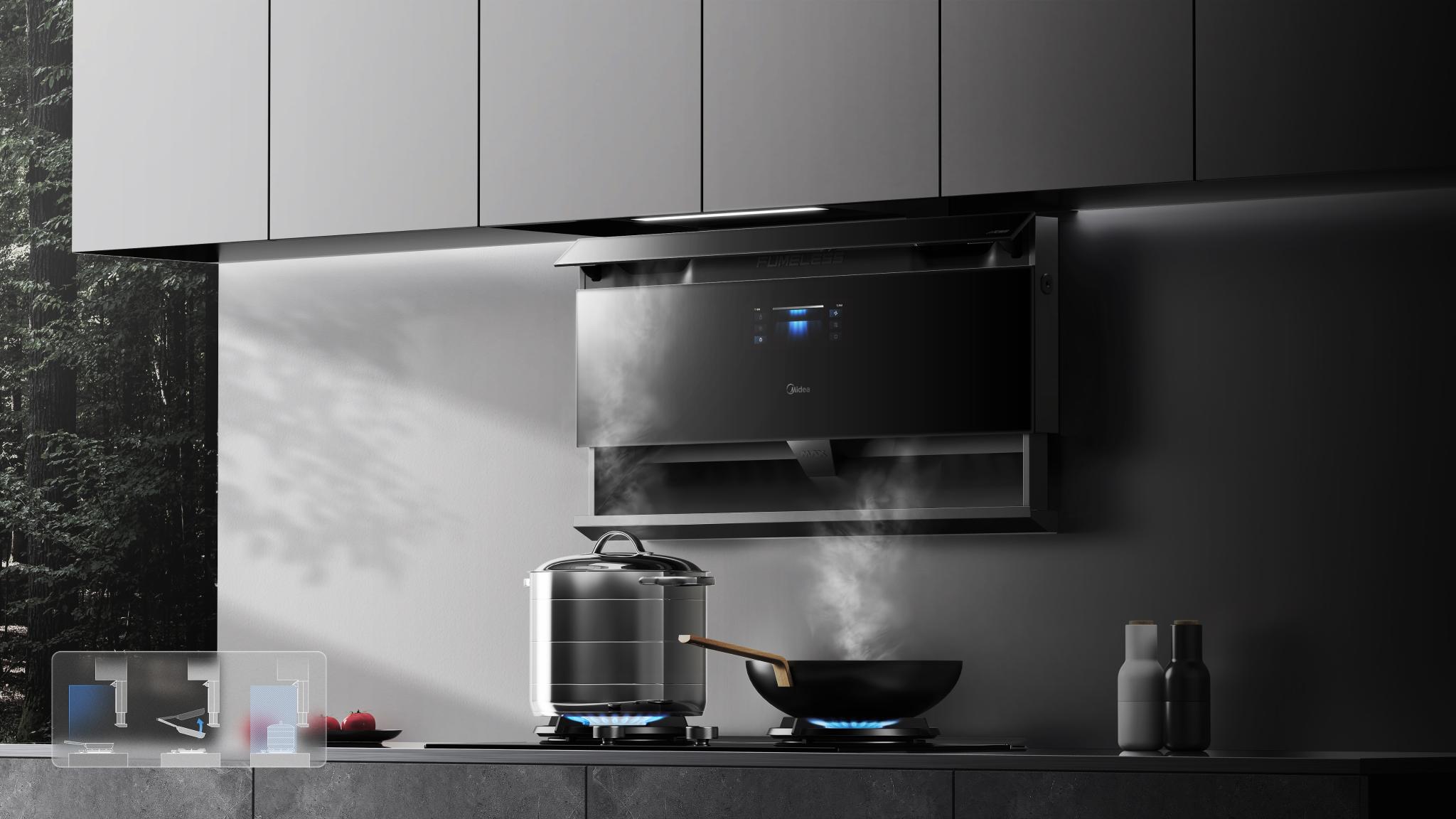 Midea ultra-thin fumeless range hood