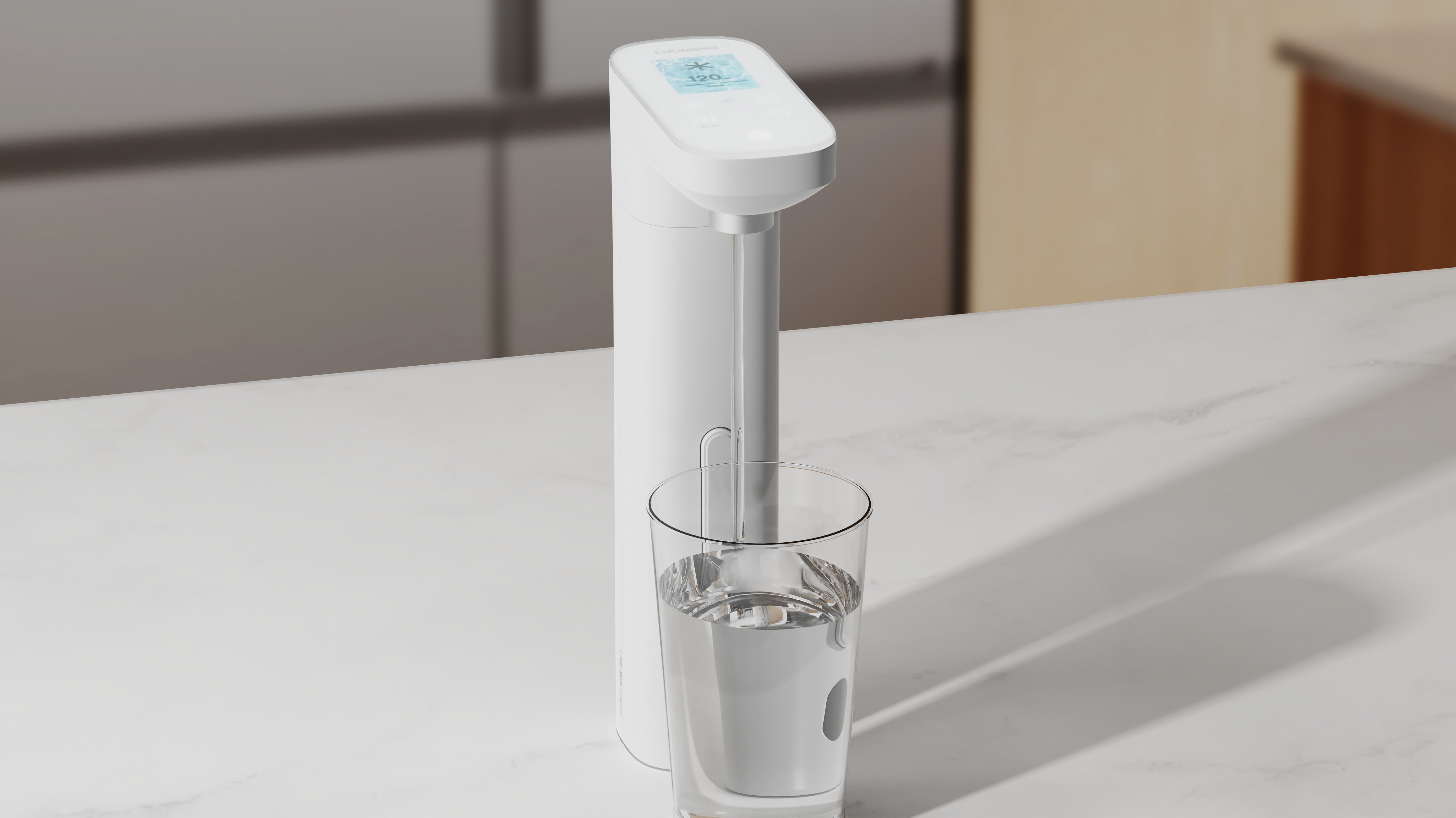 Under-sink water purifier with physical buttons