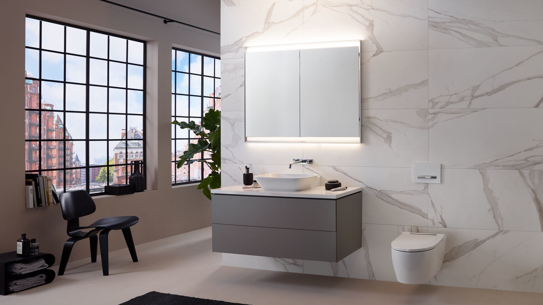 Geberit ONE mirror cabinets with ComfortLight
