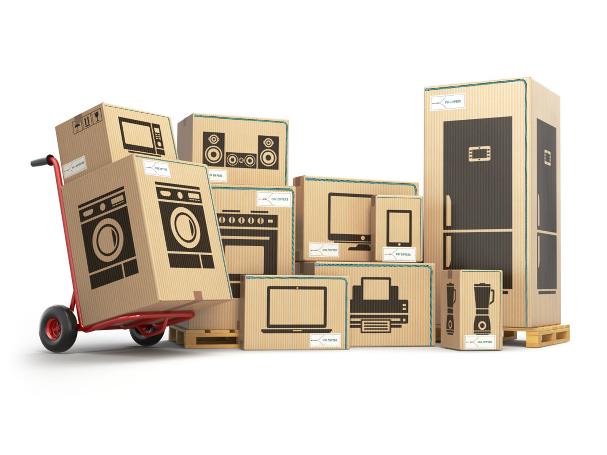 Zipper type package for large electric appliances