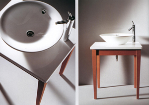Wasch-Tisch - Waschtisch mit Massivholzunterbau