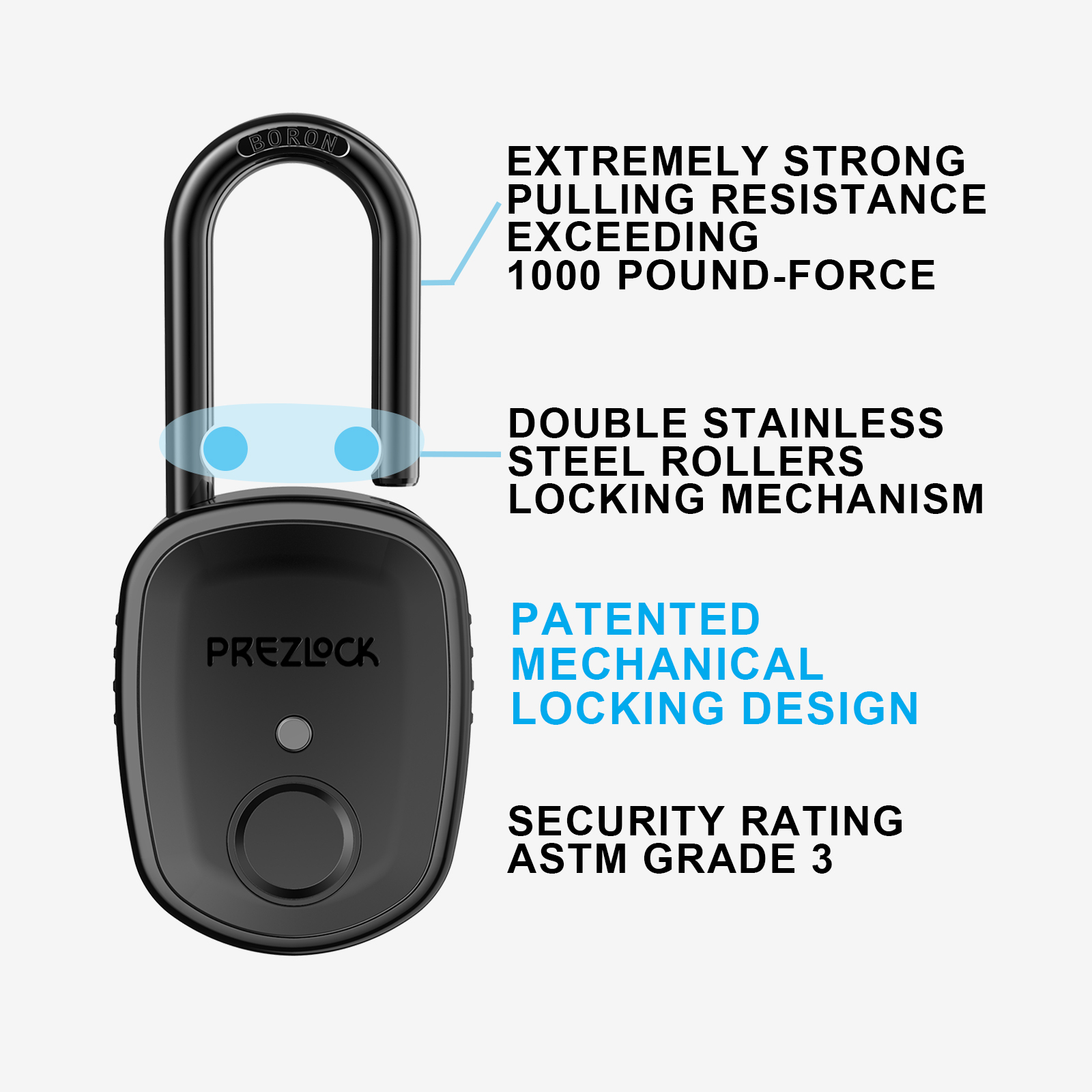 Prezlock Fingerprint Padlock Pebble