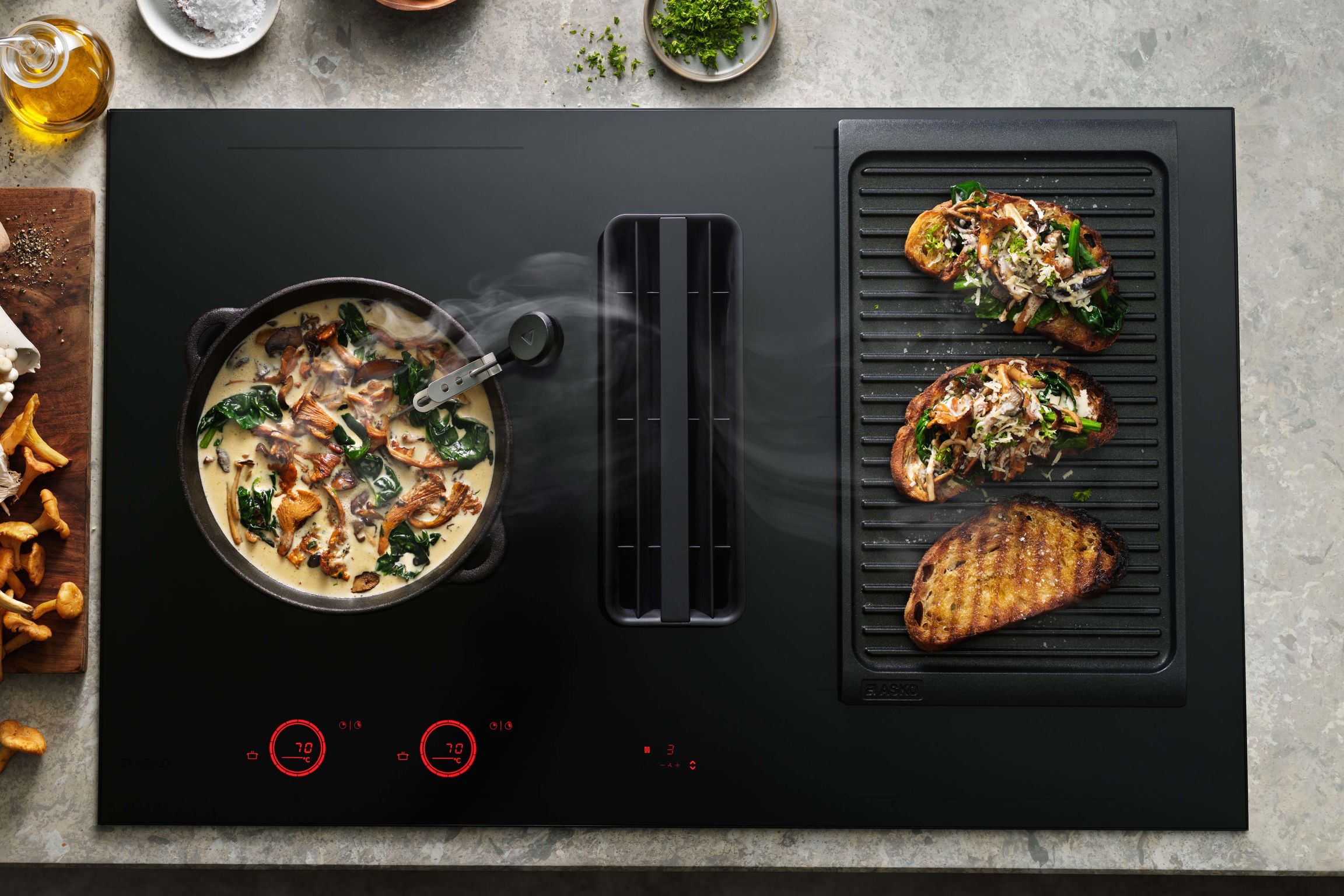 ASKO Elevate™ induction hobs with integrated extraction