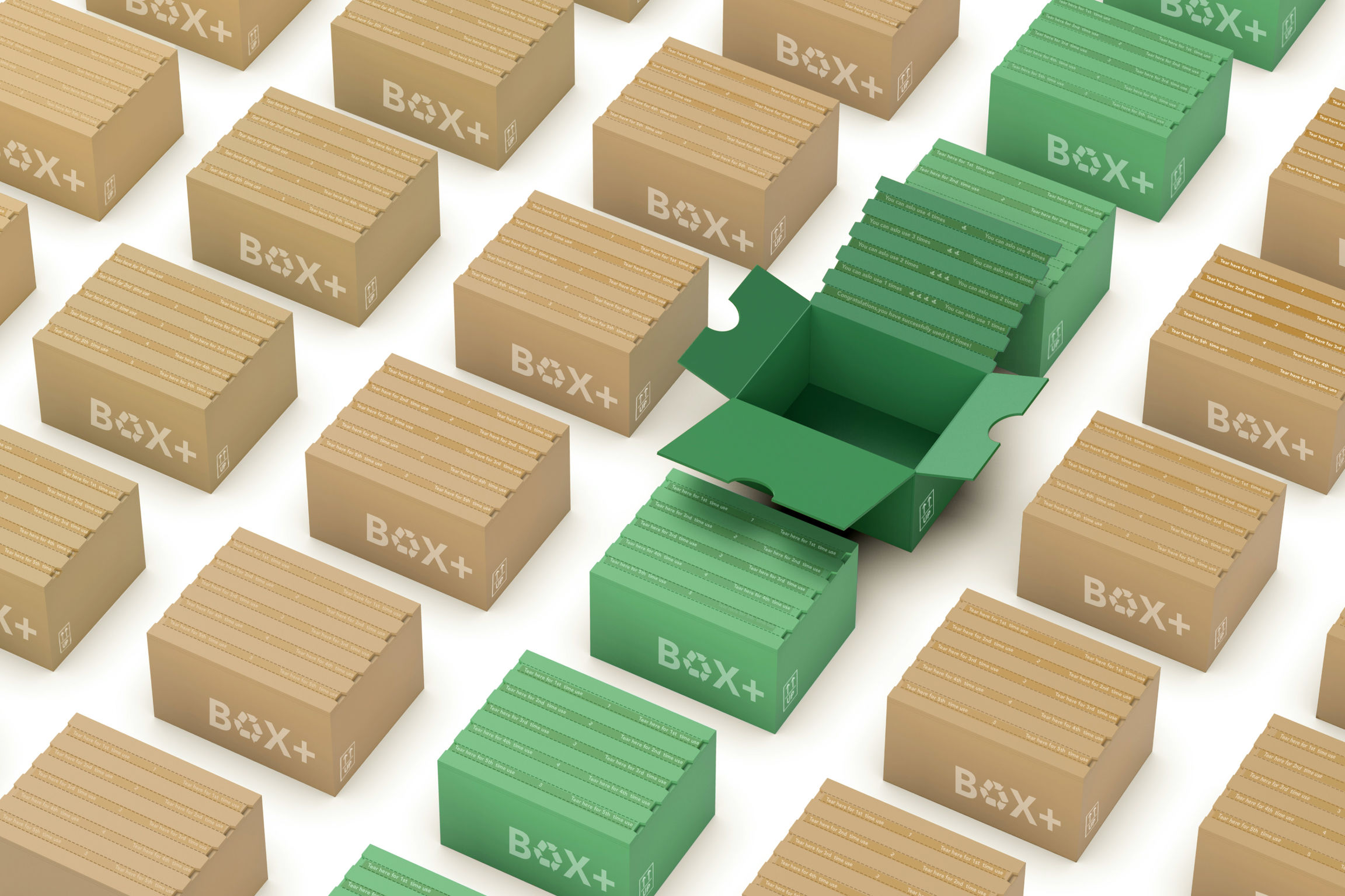 BOX+ recyclable cardboard parcel box and service system