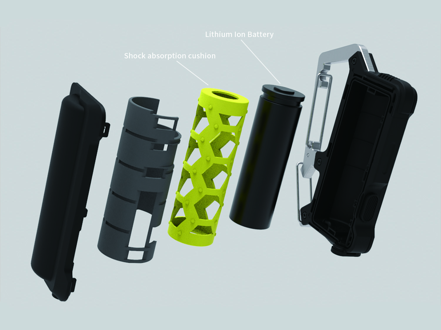 Mobile battery with integrated carabiner