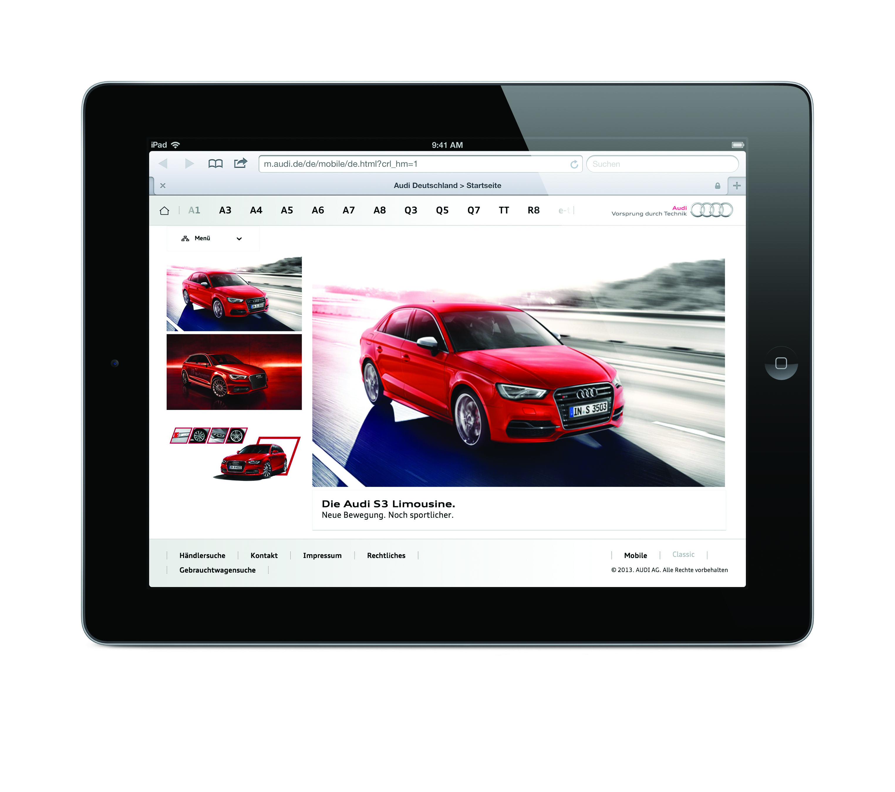 Audi Website for Tablet