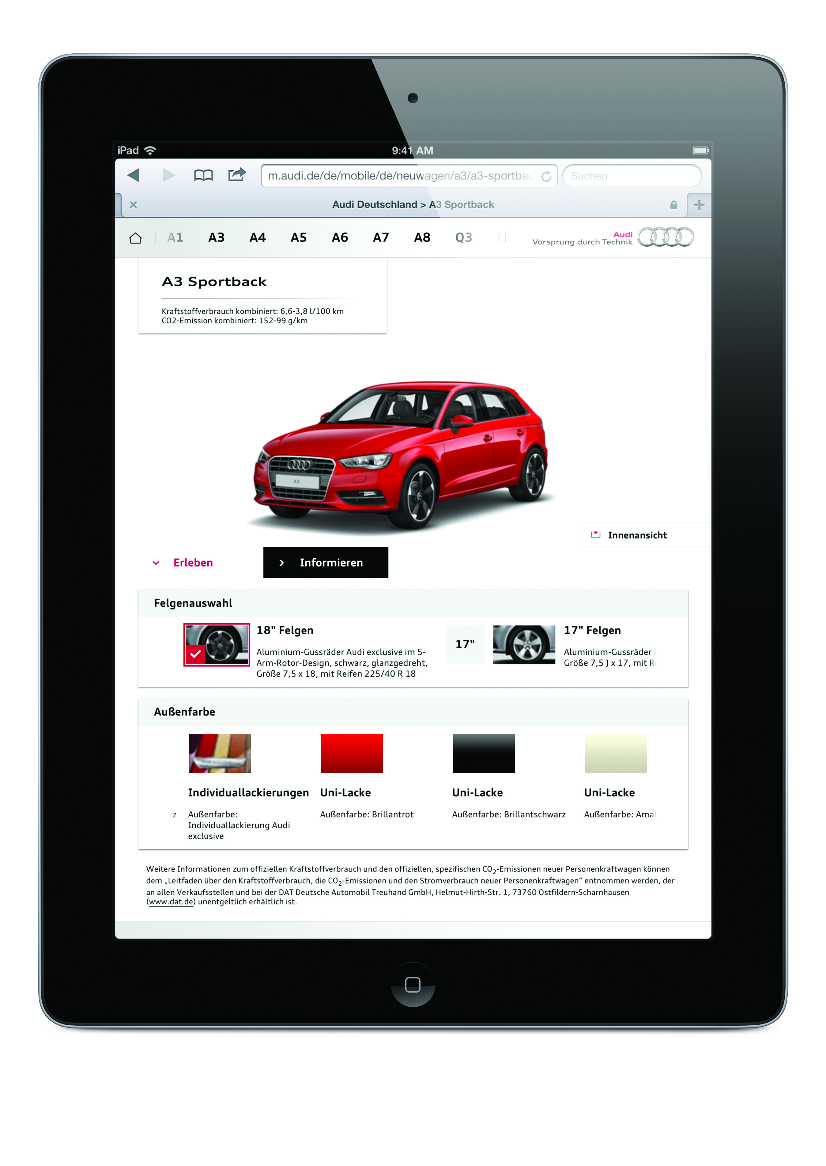 Audi Website for Tablet