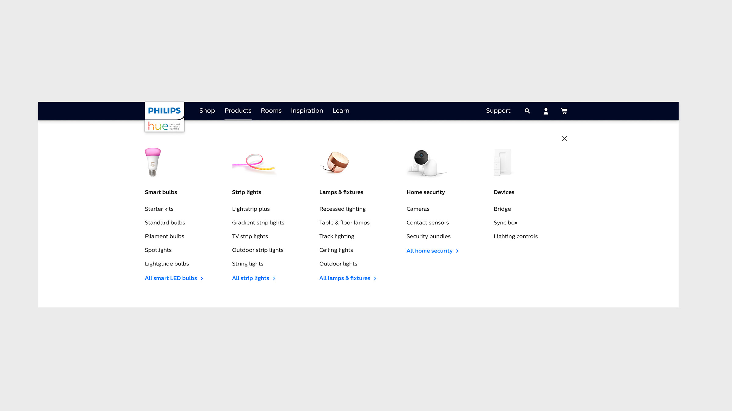 Philips-hue.com Navigation Menu
