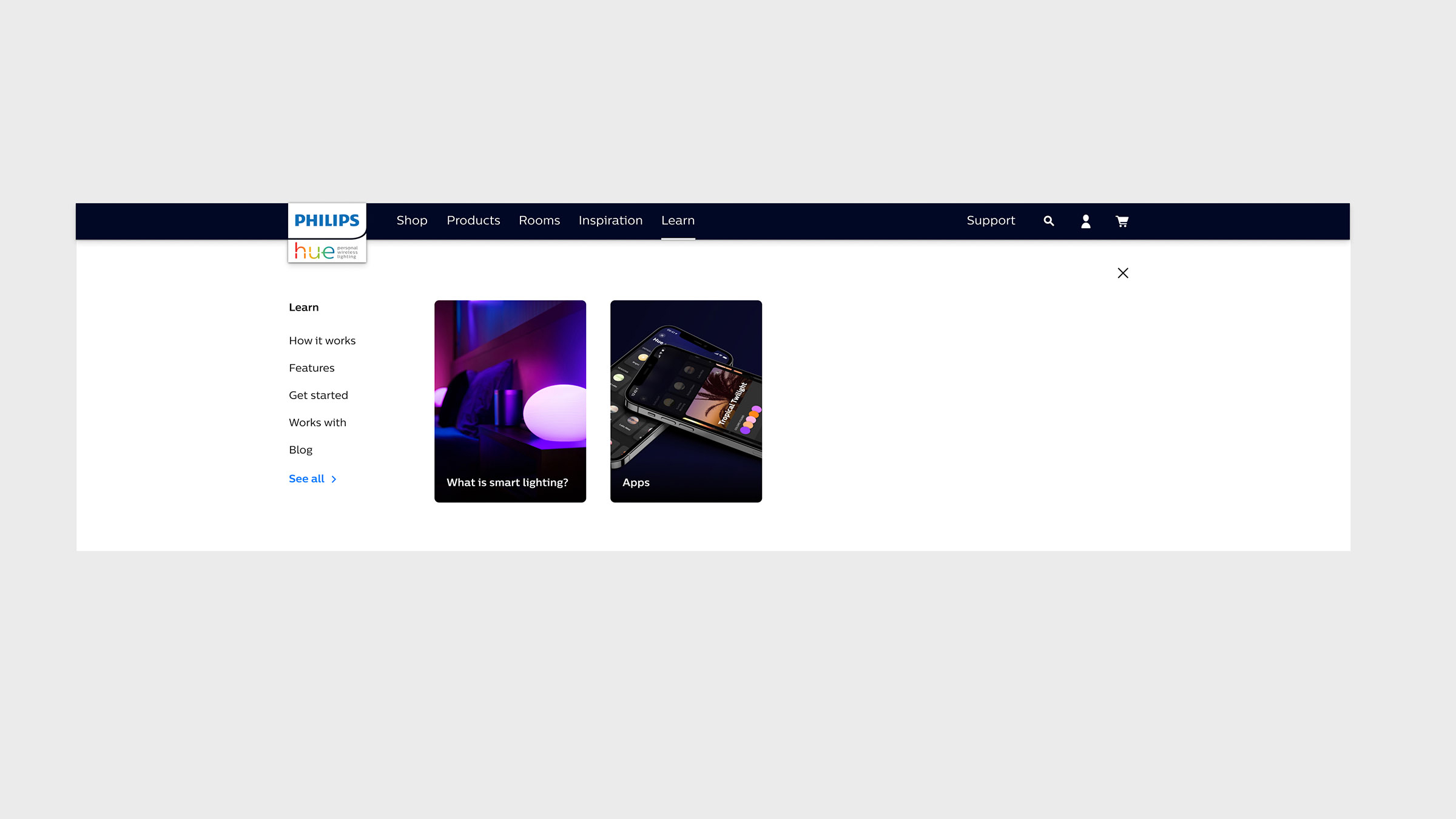 Philips-hue.com Navigation Menu