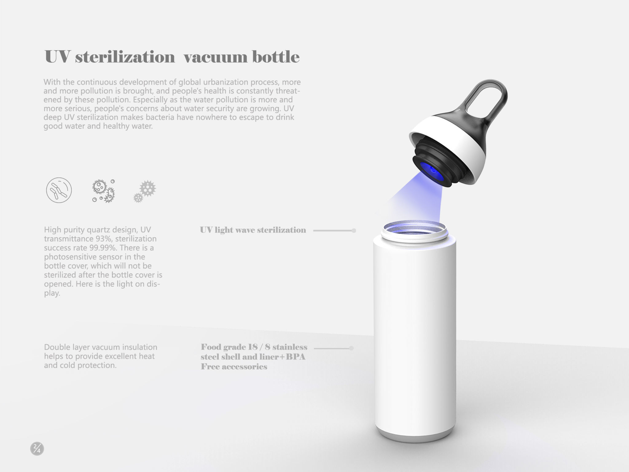 UV sterilization vacuum bottle