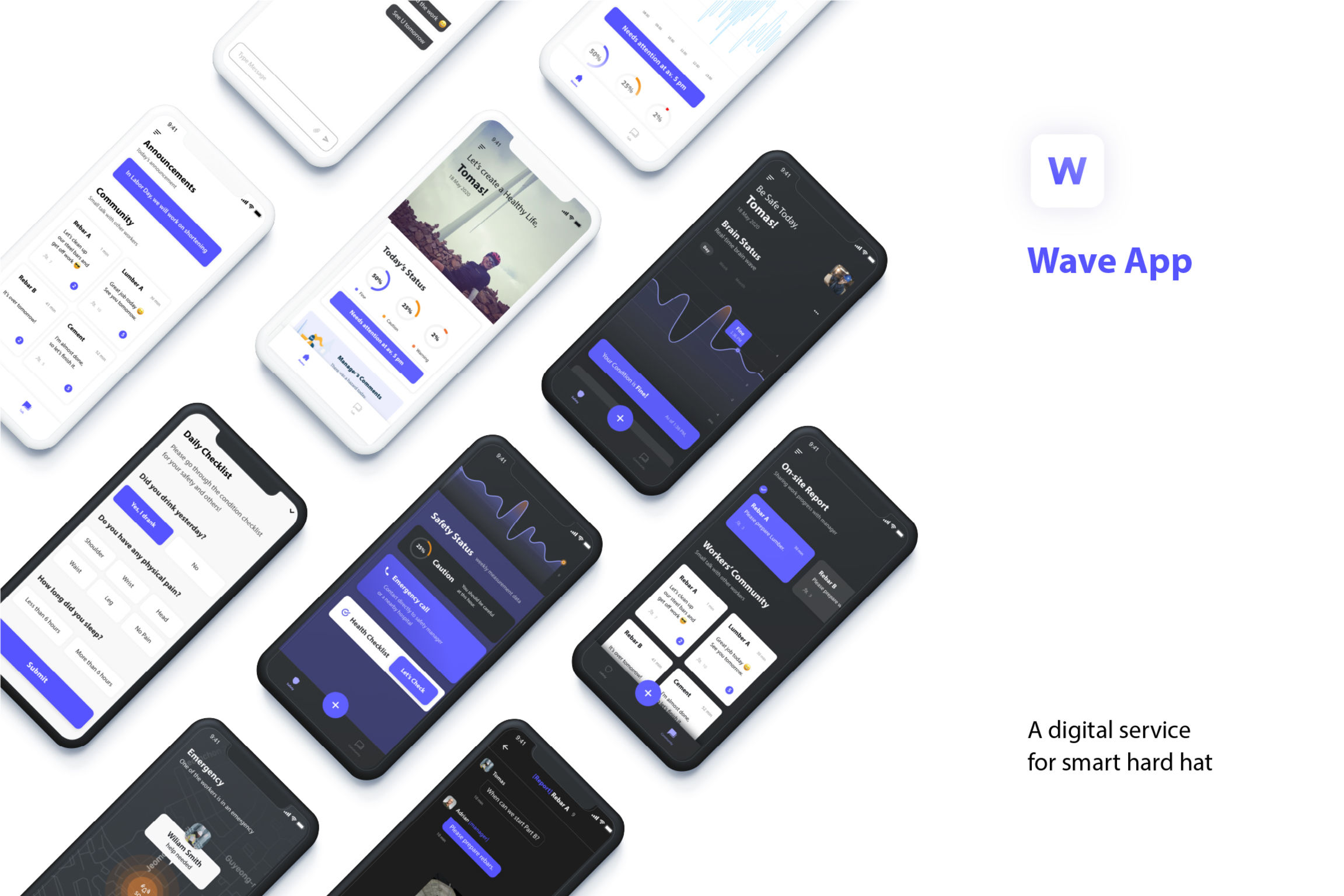 Wave app - digital service for smart hard hat