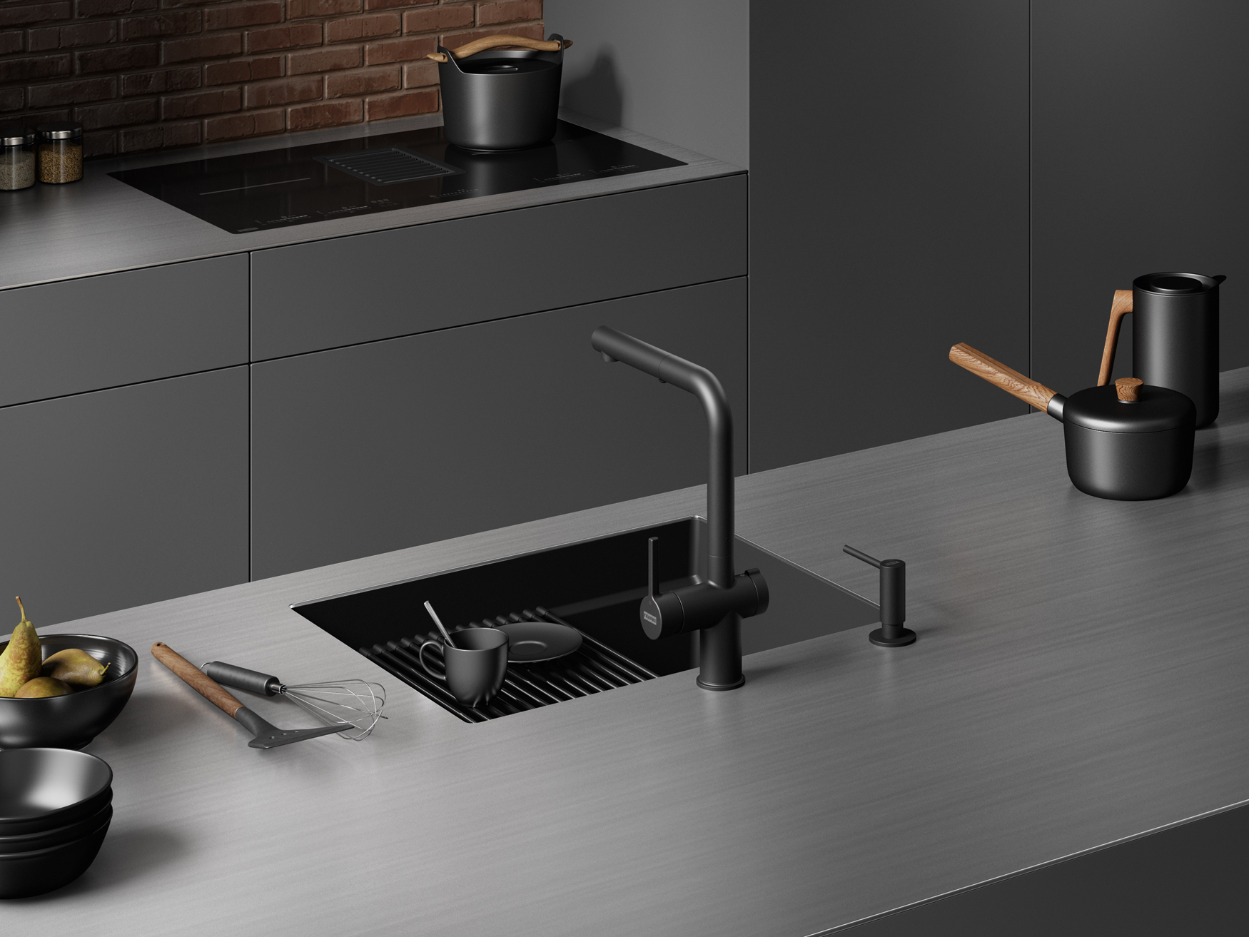 Active Twist tap in Matte Black and Kubus 2 sink 