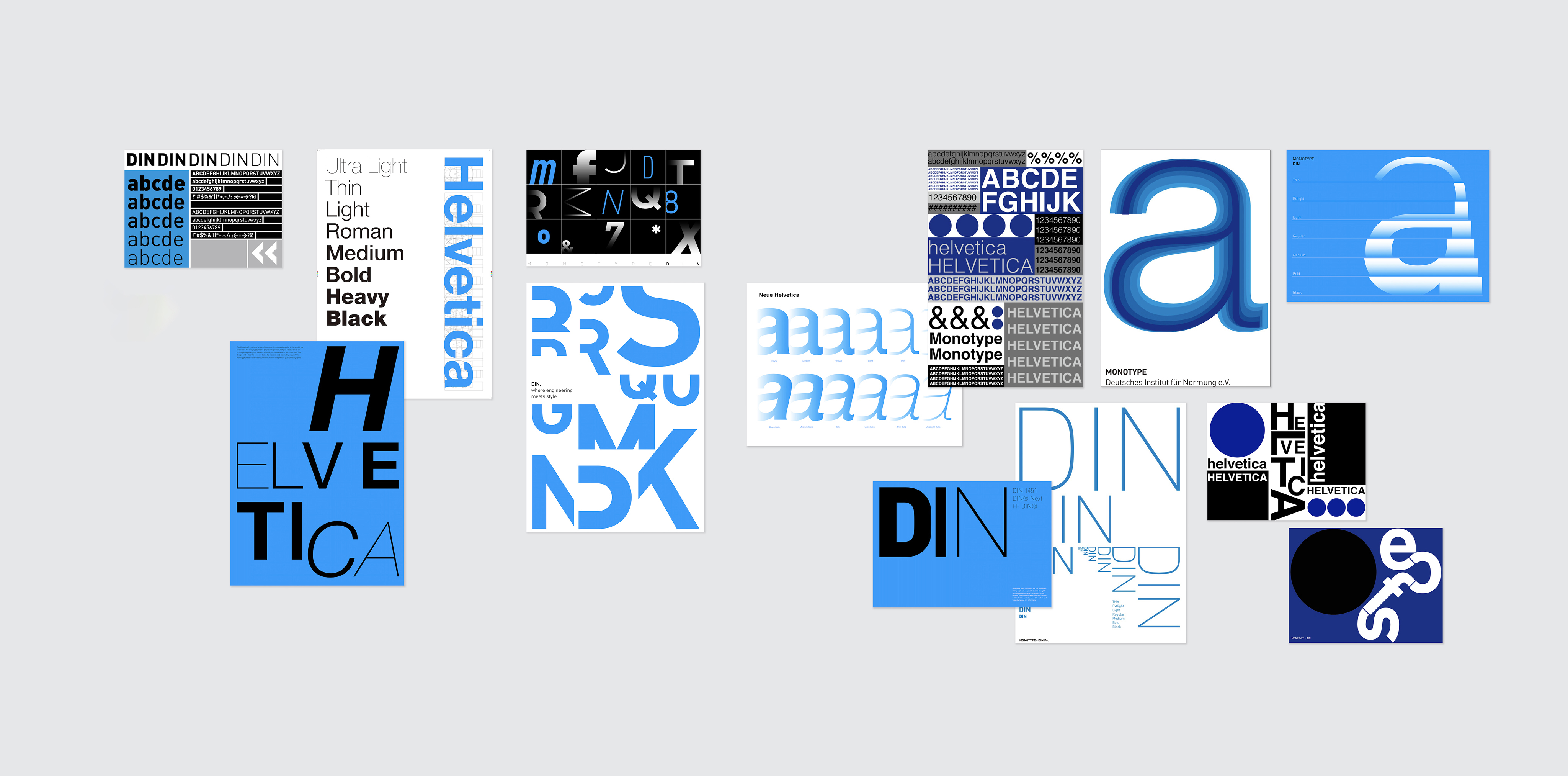 Posters of Monotype Helvetica now & DIN