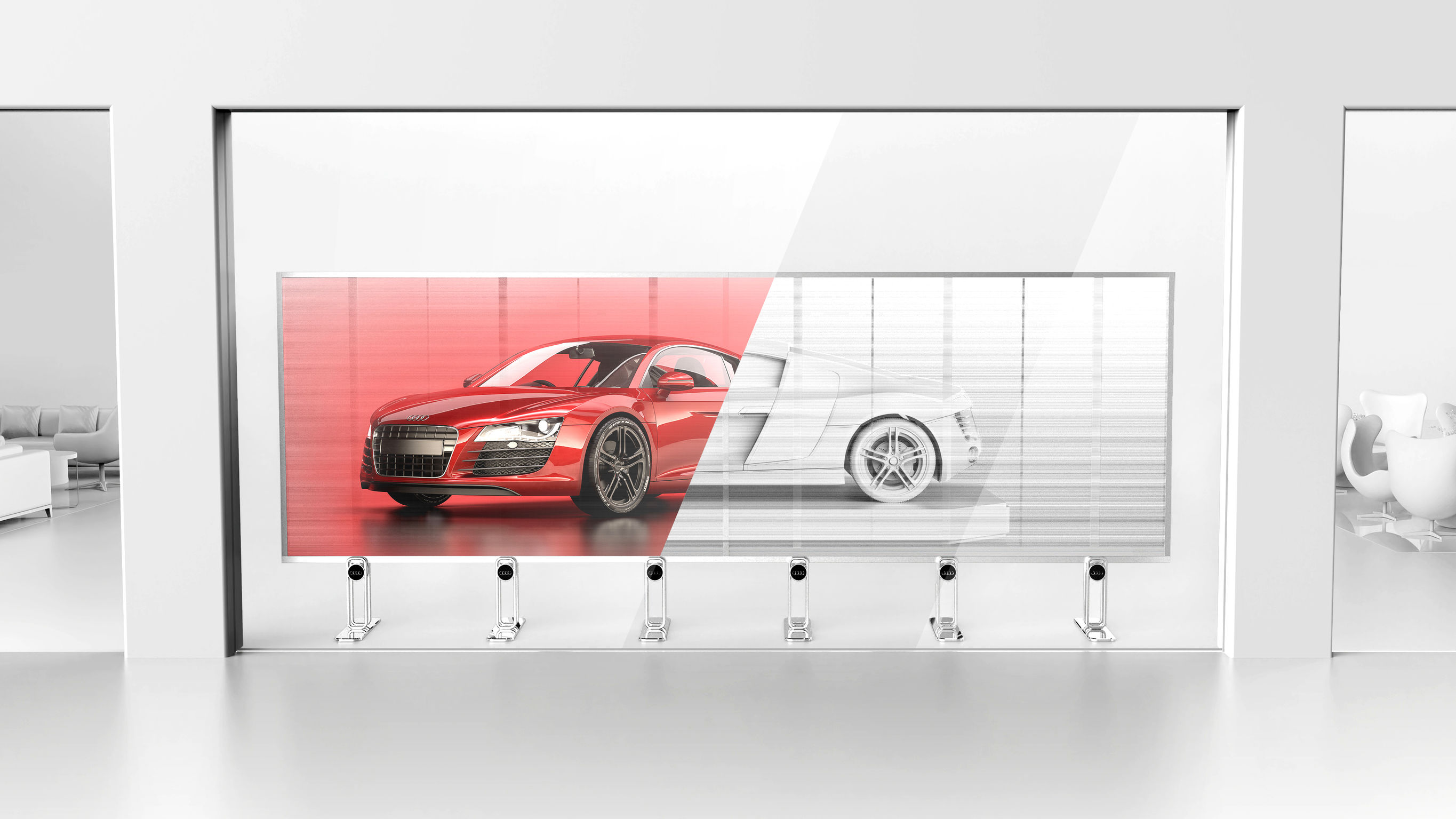 Double-sided display transparent LED screen