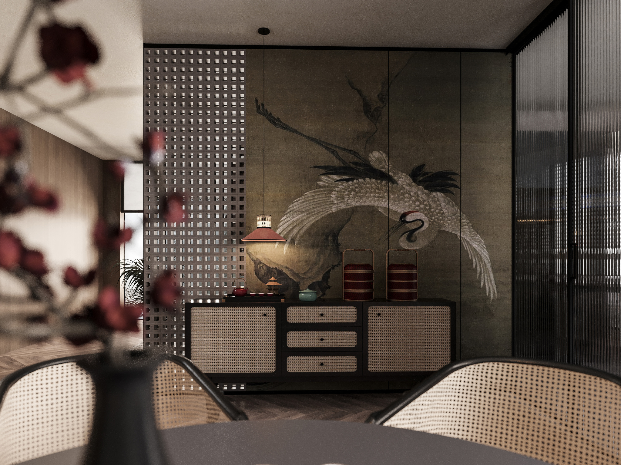 Rattan and crane