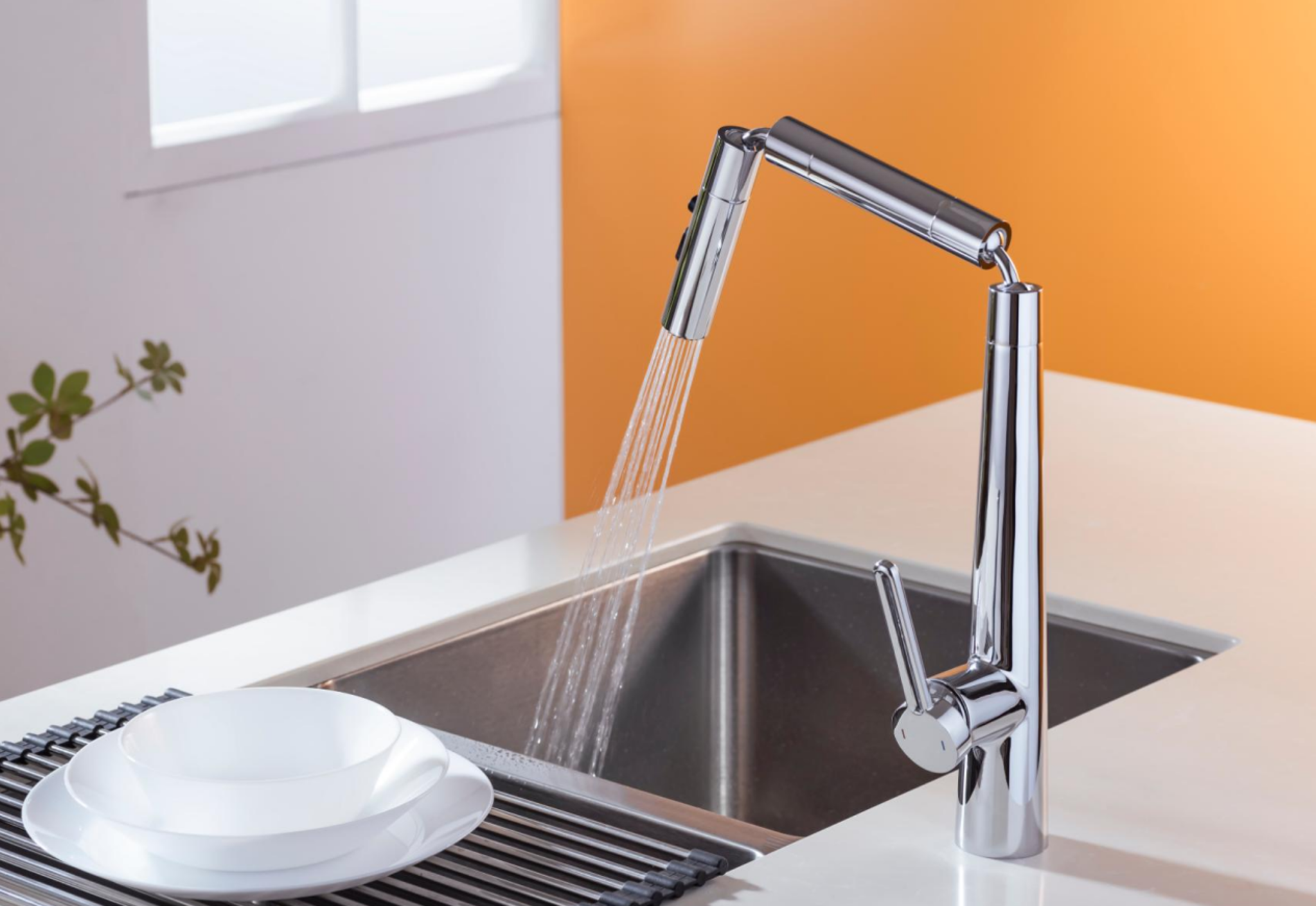 Three-section kitchen faucet