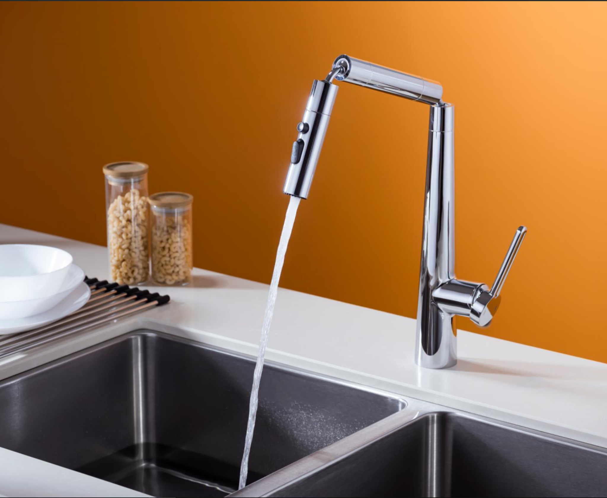 Three-section kitchen faucet