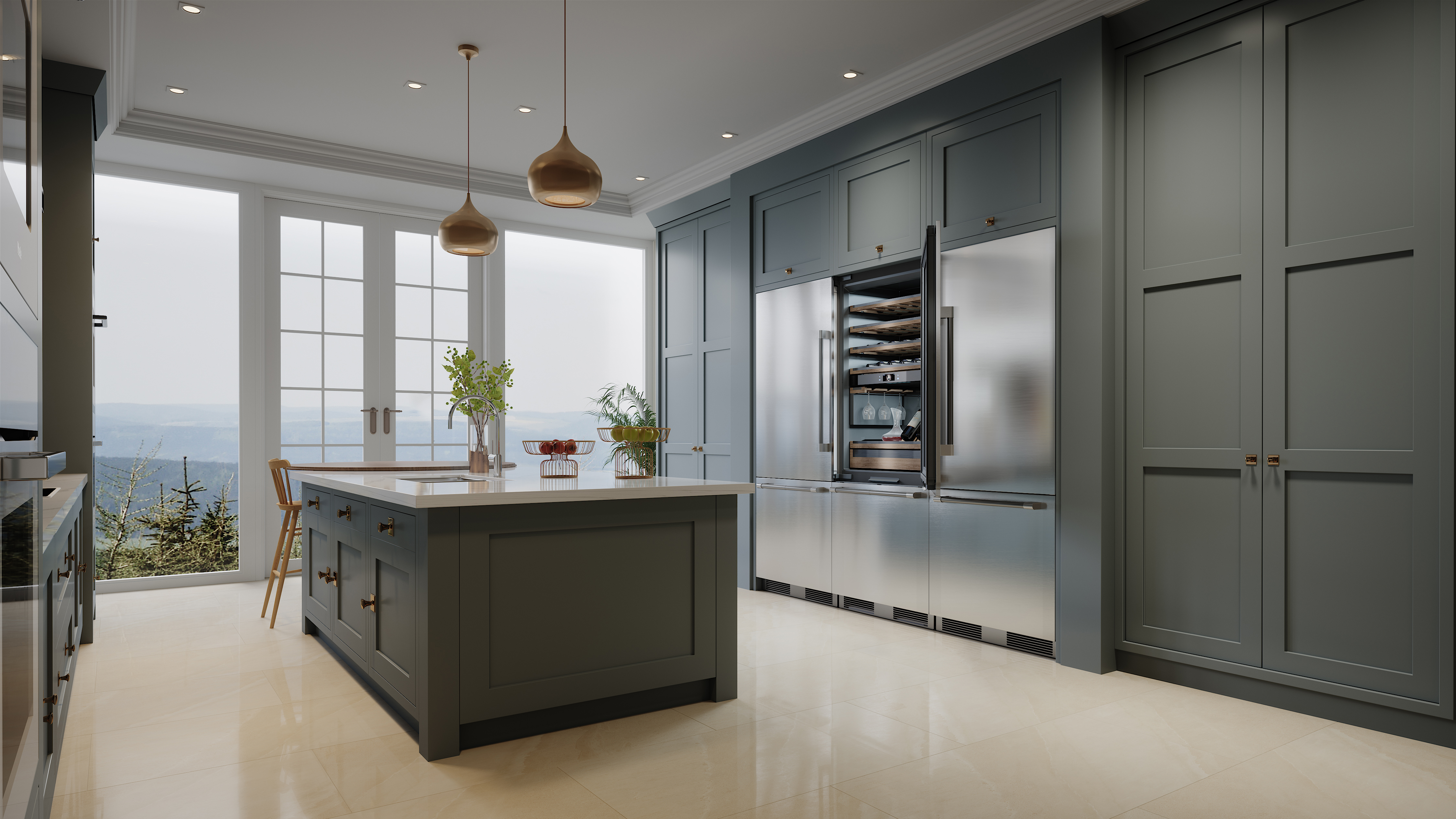 Overlay Wine cabinet and refrigeration combination