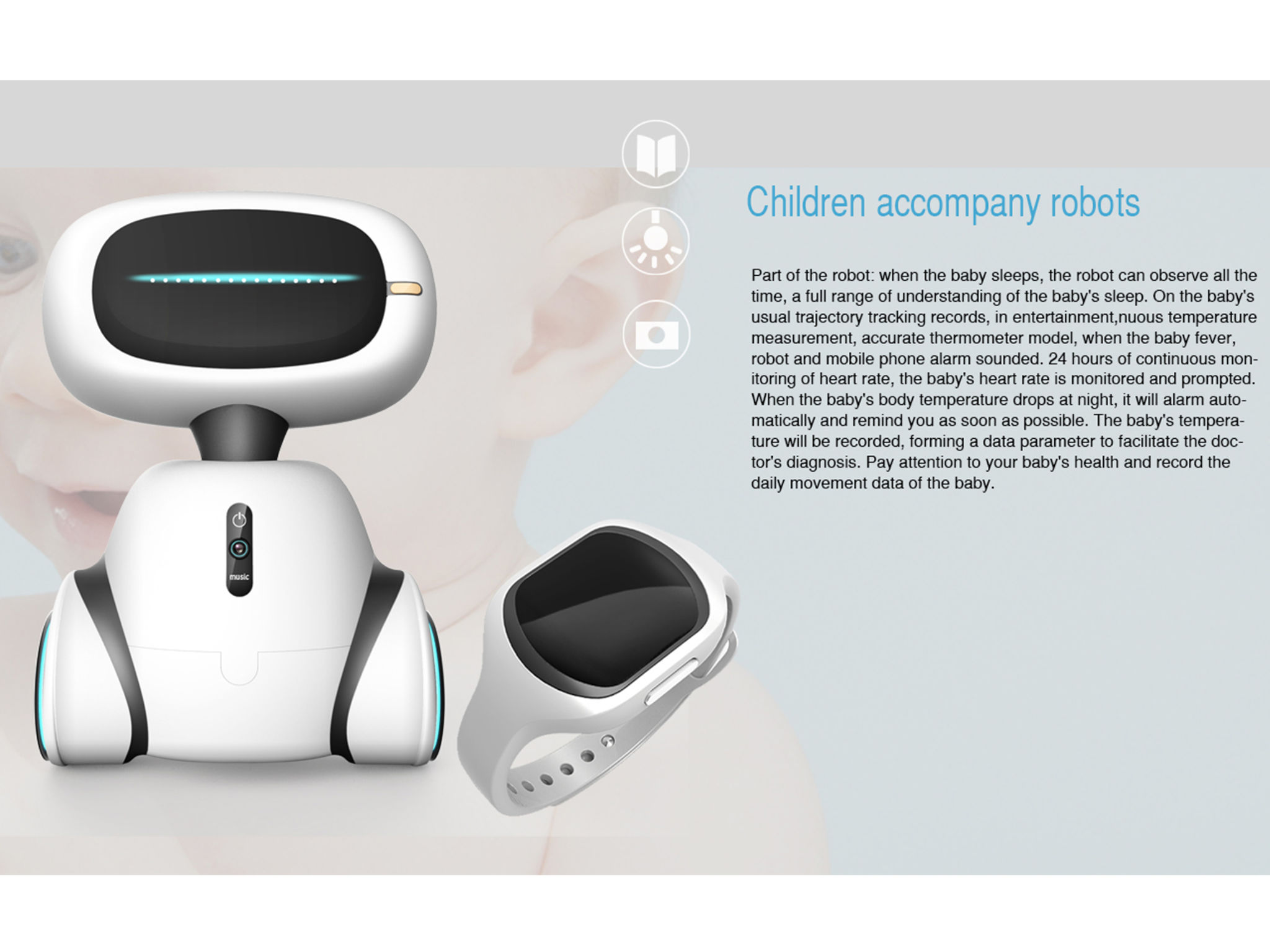 Children accompany robot