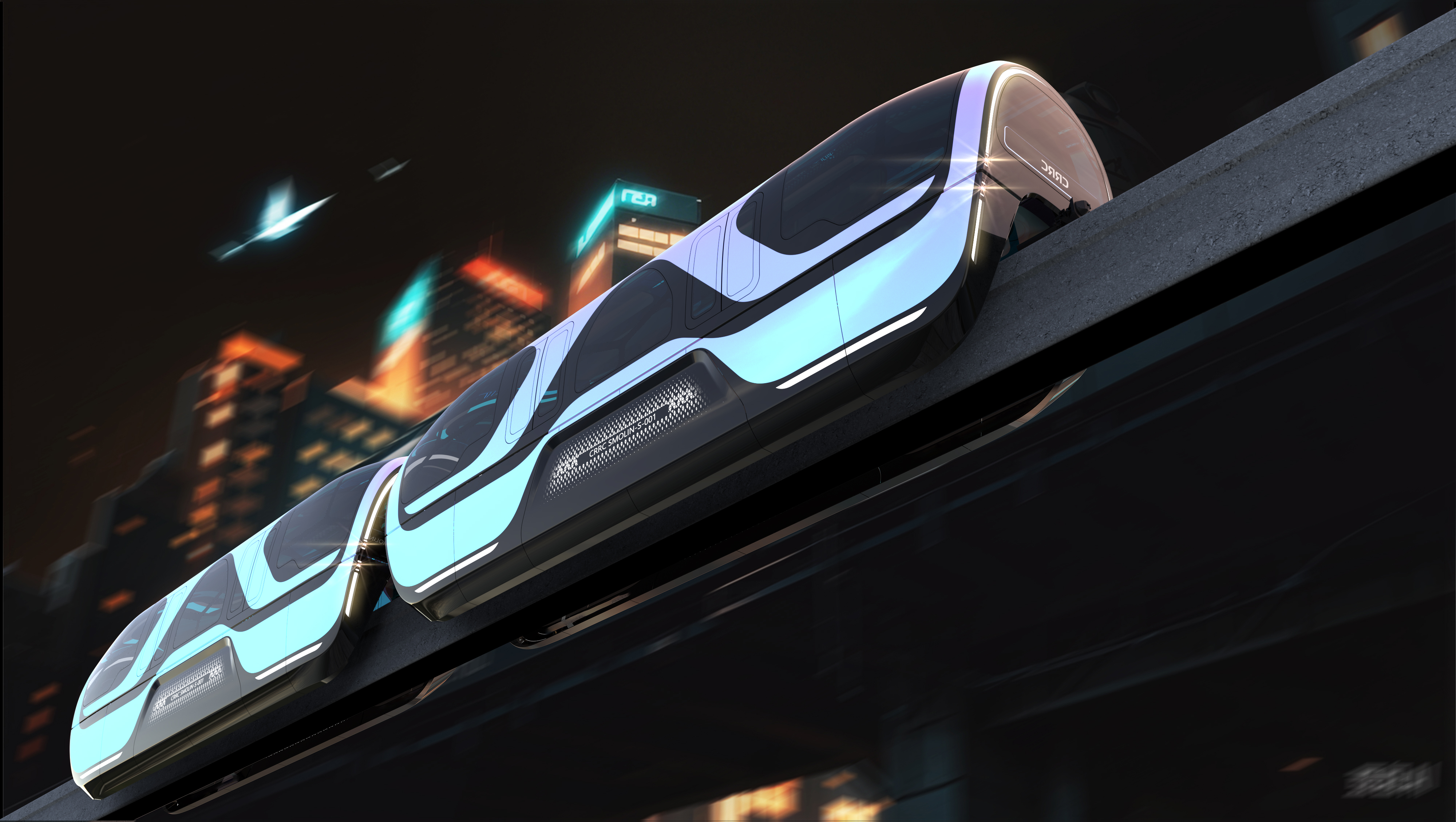 Single-axle monorail straddle train